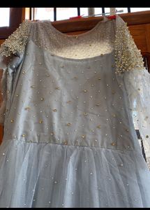 Sea Green Dress With Stones