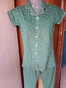Green Polka Dot Pajama Set
