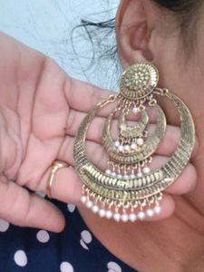 Golden Antique 3 Layered Party Earrings