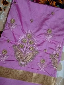 Lavender Saree With Thread Work