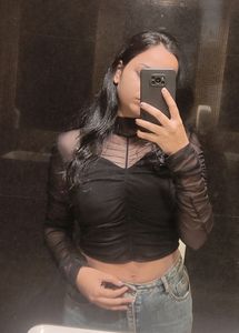 Black Colour Mesh Top With Inner Attached.