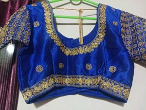 Royal Blue Embroidered Blouse