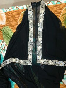 Black Ombre Draped Dhoti Skirt Set