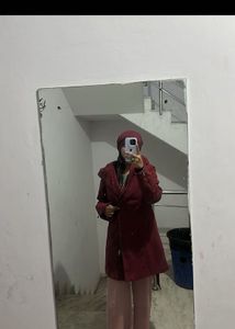 Maroon Hooded Coat and crop jacket COMBOOOO