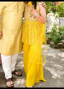 Beautiful Yellow Embroidered Suit Set