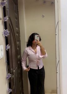 White Striped Pink Waist Fitted Shirt-BRAND NEW