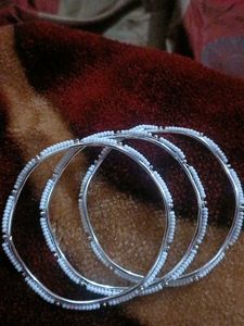 White Beaded Bangles (Set of 12)