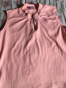 Peach Sleeveless Top with Zipper