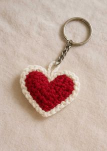 Crochet Ruffle Heart Keychain