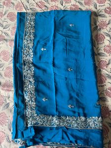 Pure crepe embroidery saree