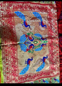 Beautiful Orange Paithani with stiched blouse