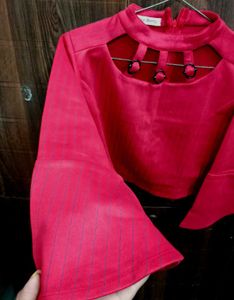 Pink Bell Sleeve Statement Top