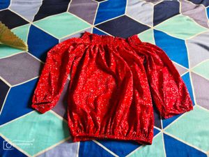Red Paisley Off-the-Shoulder Top