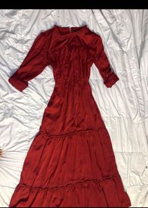 Red Riffle tiered Maxi Dress