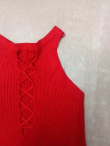 Red Lace-Up Tank Top