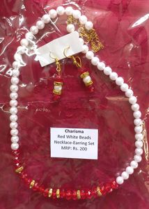 Red White Beads Jewellery Set