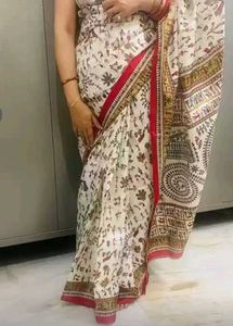 Block Print Ikat Saree 🩷