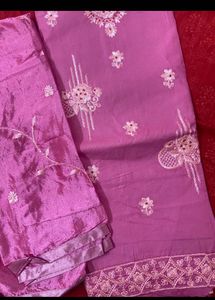 OFFER🏷️NEW PINK EMBROIDERY UNSTITCHED SUIT