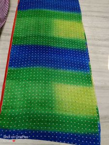 🇳🇿💫💗 Bandhej Print Elegant Blue &amp; Green Saree