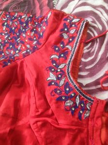 Red Embroidered Handwork Blouse
