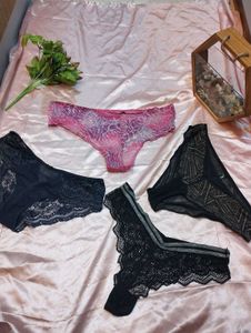 Lace &amp; Print Panties Set