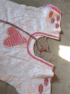 White and Pink Embroidered Salwar Kameez