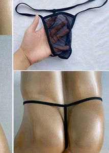 Men&#39;s Black transparent thong