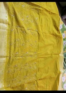 Yellow Embroidered saree