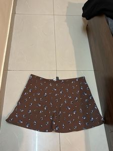 Floral Brown Mini Skirt