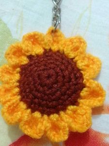 Crochet Sunflower Keychain