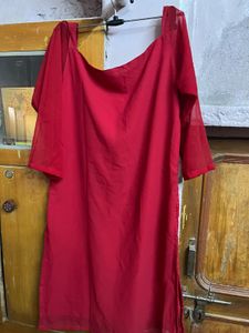 Red Unused Kurta Sharara Dupatta Set