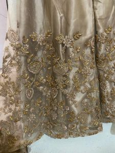Nude Golden Embroidered Weading Dress