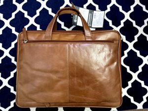 Carlton Luxury Brown Leather Laptop Messenger Bag
