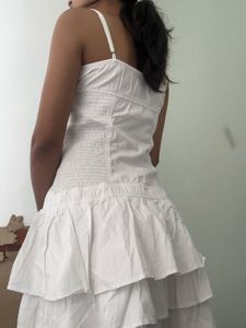 White Tiered Mini Dress