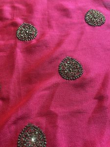 Pink Saree with Embellished Polka Dots