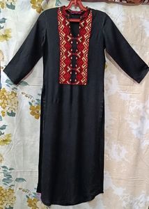 Beautiful Black Long Kurta With Embroidery       L