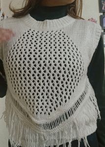 Off-White Half Sleeves Knit Top