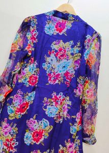 Women Purple Floral Printed Chiffon A- Line Kurta