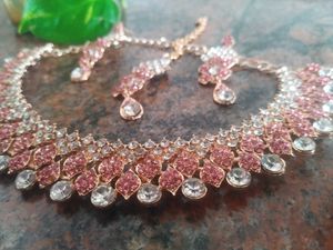 Pink &amp; White Stone Jewelry Set