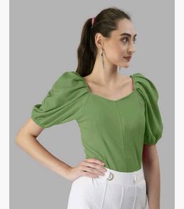 Green Puff Sleeve Top