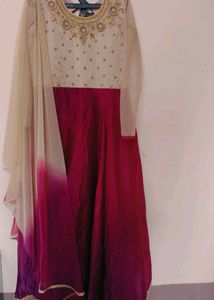 Purple And Skin Colour Mixed Gown