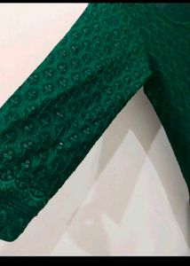 Deep Green Sequins Embellished Chickenkaari Kurta