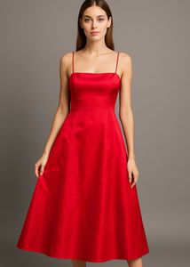 Bold Red Midi Gown Dress