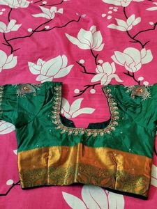 Gray with green silk Saree