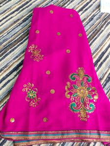 Pink & Gold Embroidered Saree