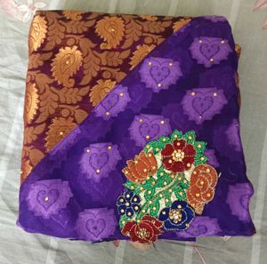 Elegant Purple & Gold Saree