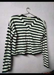 Black & White Striped Cardigan