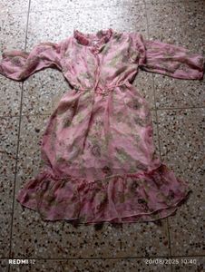 Pink Floral Georgette Kurti