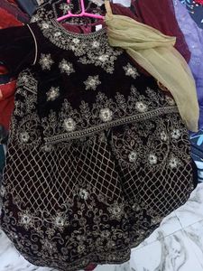 Velvet Embellished Lehenga Choli Set