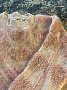 Y2k Pink Heart Pullover Sweater